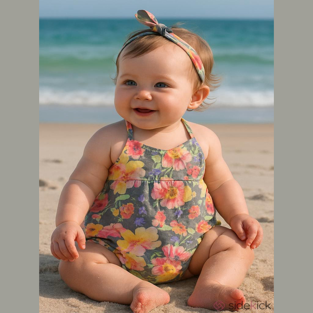 Little and lovely floral romper 6-12 months